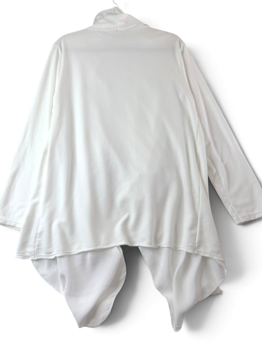 brand bazar made in italy ivory white open front waterfall draped cardigan - Picture 2 of 10
